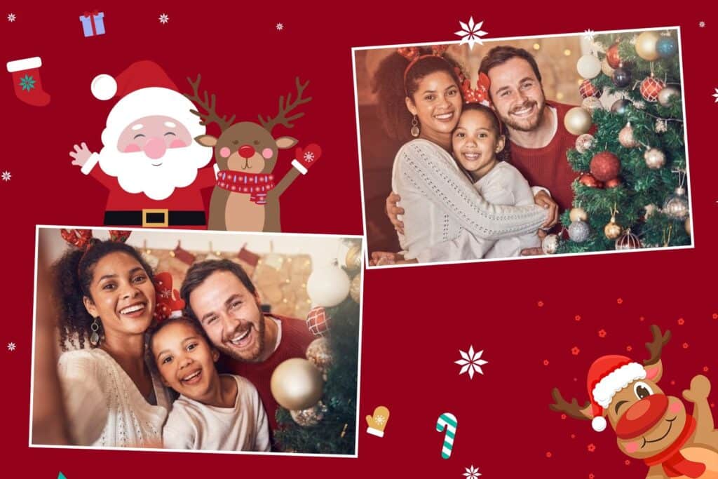 photobooth noel illustration papa santa photo famille noel rennes bonnet