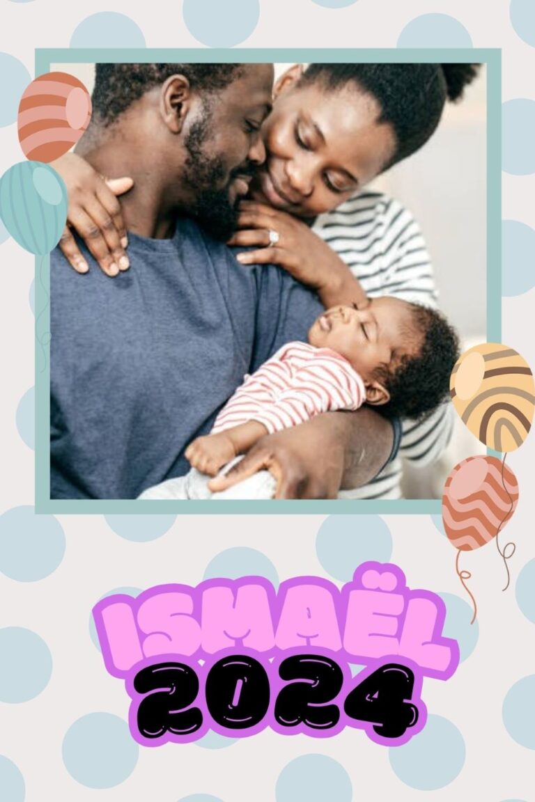 photo de naissance famille noir bébé ismael 2024 cadre photobooth ballon