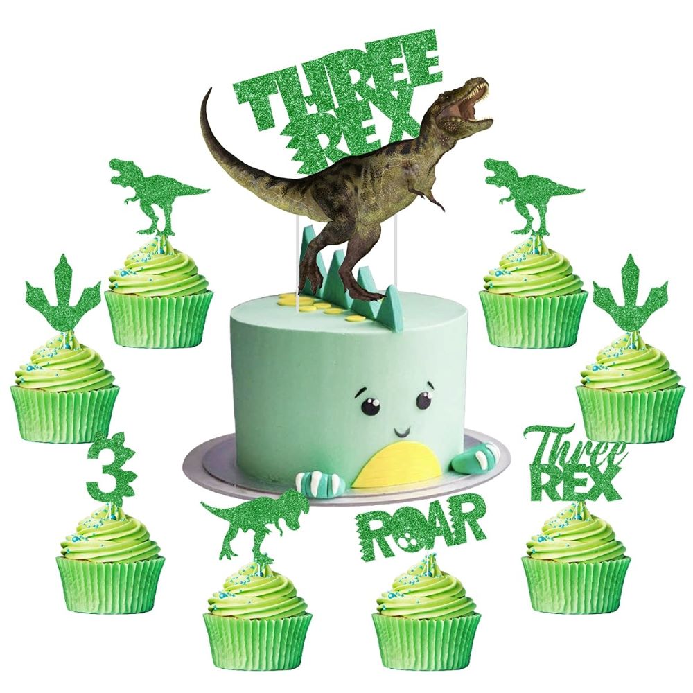 gateau anniversaire t-rex gateau dinosaure cupcake vert 3 ans