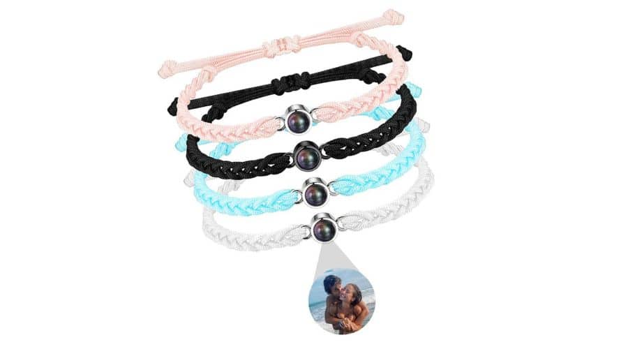 bracelet photo personnalisé couleur rose bleu noir gris image photographie couple bisou