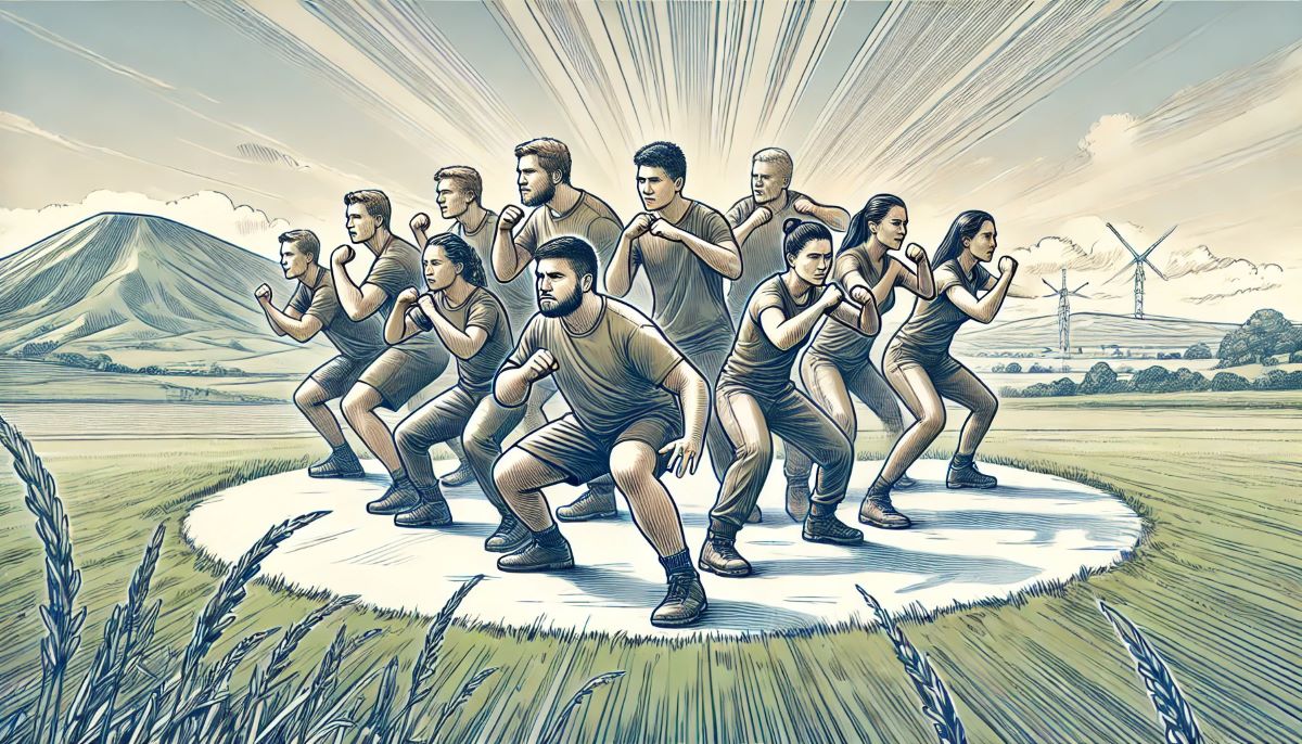 Atelier Haka en team building à Bordeaux, un groupe exécute cette danse tribale pour renforcer la cohésion