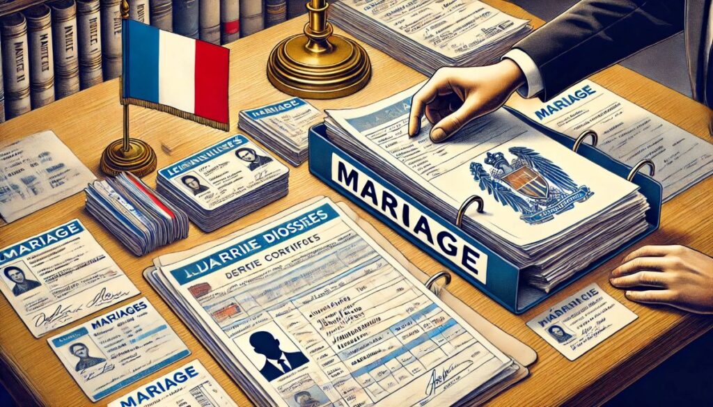 mariage civil mairie france document formulaire classeur bureau drapeau