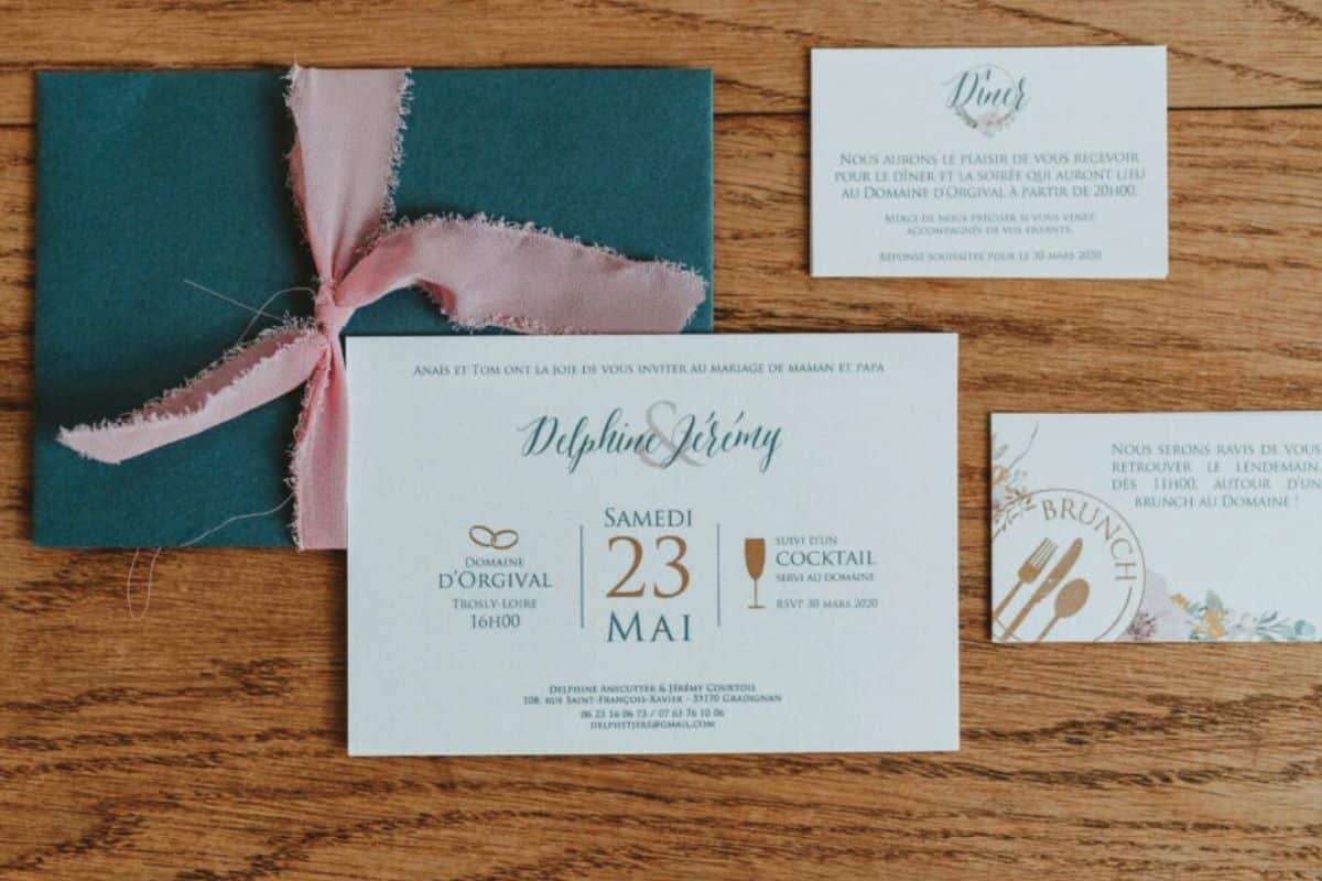 Faire-part de mariage moderne et pas cher des Crâneuses pour Delphine et Jérémy