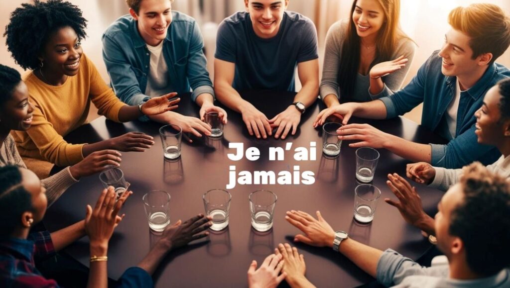 je n'ai jamais jeu boisson entre amis atour d'une table verre alcool soirée pimenté osée