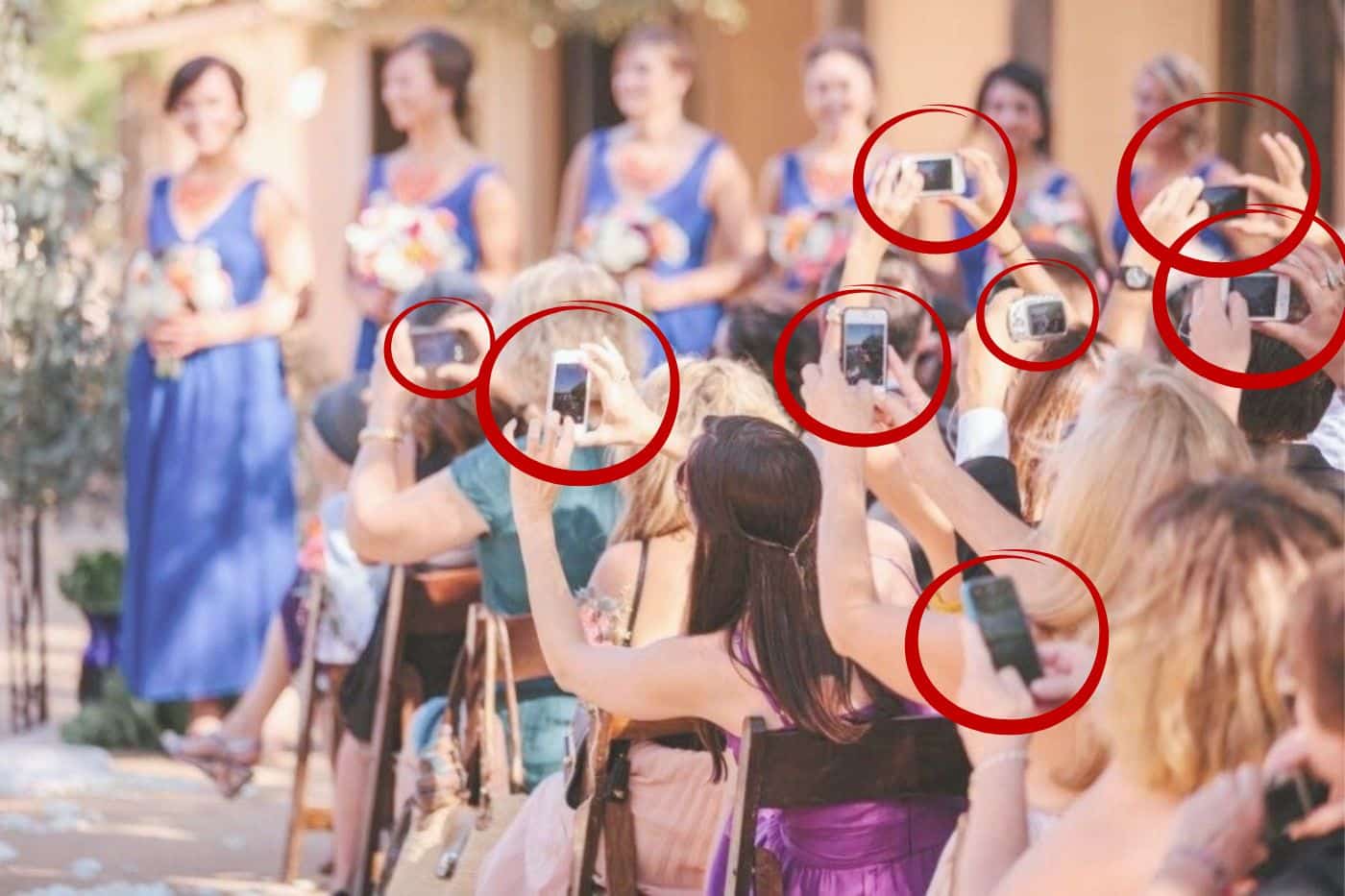 mariage invités avec téléphone prise de photo