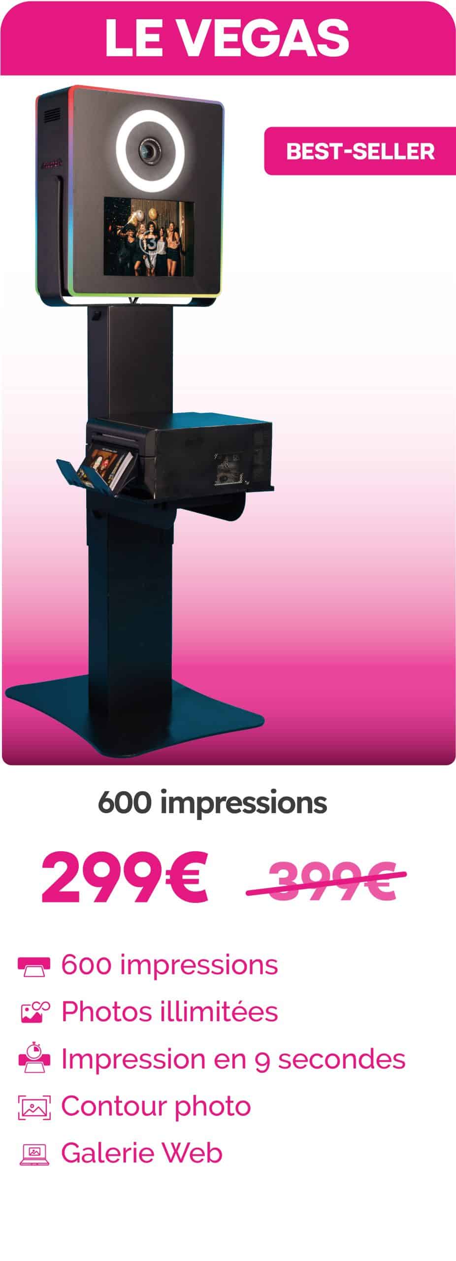 prix location photobooth shootnbox avec impression 600 photos tirages imprimante professionnel sur pied tarif promo