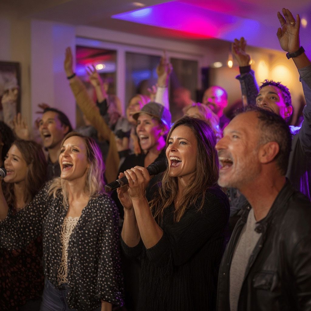 soirée karaoké micro salon ambiance chanter singer homme et femme