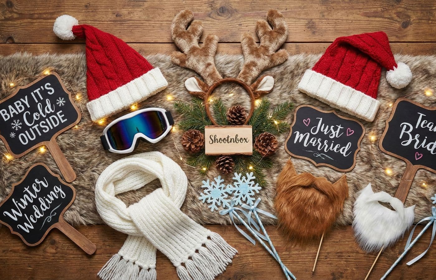 accessoires photobooth noel props bonnet rouge pere noel serre tête rennes pancarte ardoise bride