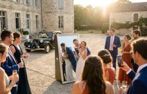 Mariage traditionnel français en 2026 : un couple de mariés célèbre leur union entre coutumes ancestrales et animations modernes avec un photobooth