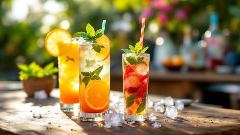 Bar à cocktails d'une soirée d'été en plein air