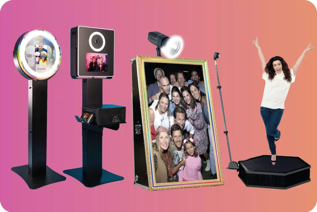 4 bornes photobooth spinner ringlight vegas miroir videobooth 360
