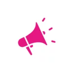 logo communication haut parleur megaphone rose
