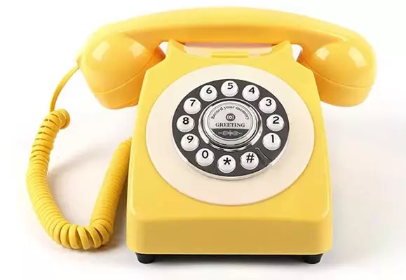 telephone vintage jaune à cadran livre d'or audio pour mariage