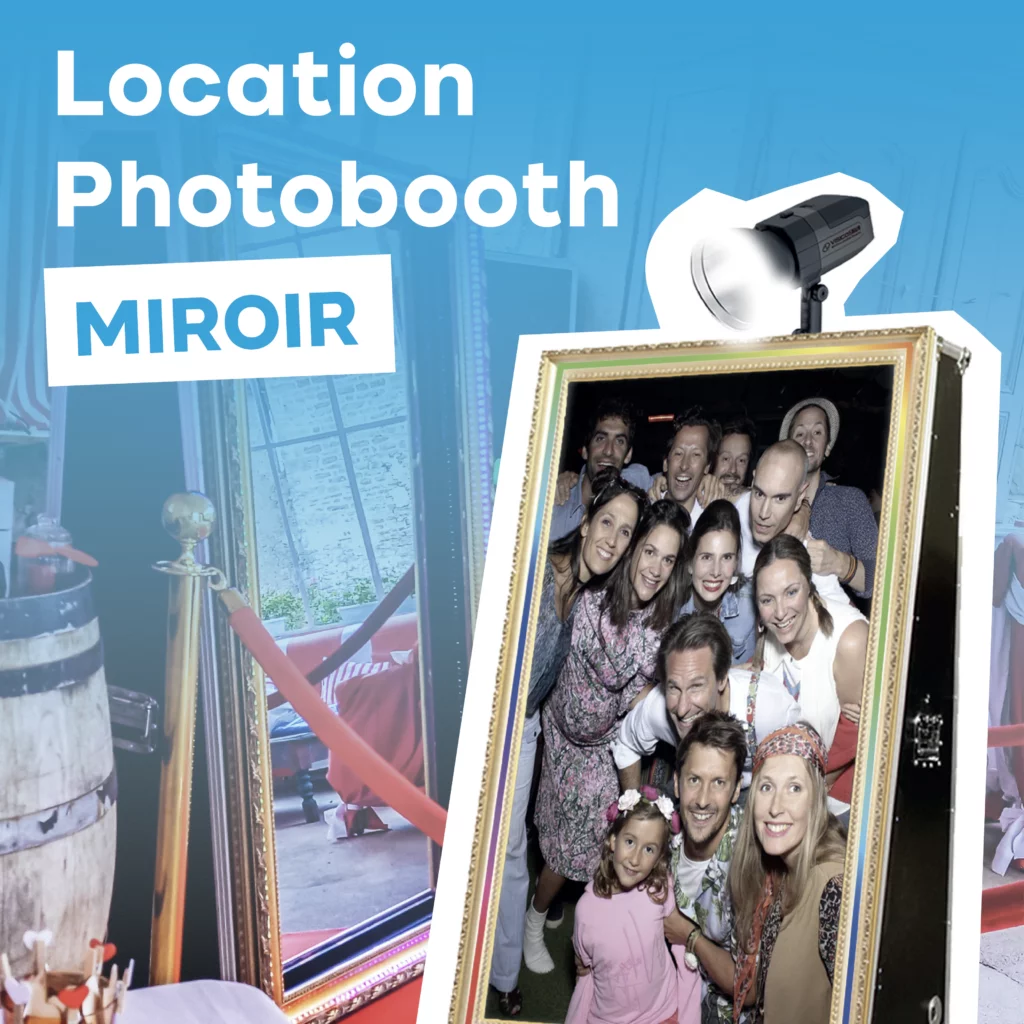 location photobooth miroir flash vintage vip cadre or