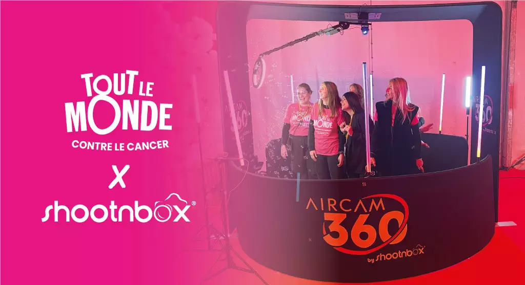 animation photo aircam 360 videobooth gala noel tout le monde contre le cancer photobooth groupe femme ring light tournante