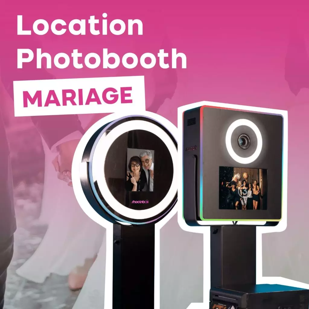 mariage photobooth vegas ring shootnbox robe mariés degradé écran tactile ringlight imprimante photobox selfie