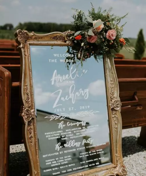 plan de table mariage miroir vintage fleur bouquet